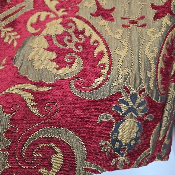 Expose Chenille Cropped Peaked Lapel Blazer Large Paisley Red Gold Western Vtg - Picture 12 of 16